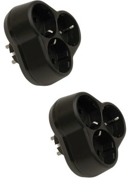 Viko 2 Pieces Black Triple Grounded Clover Plug-Socket 