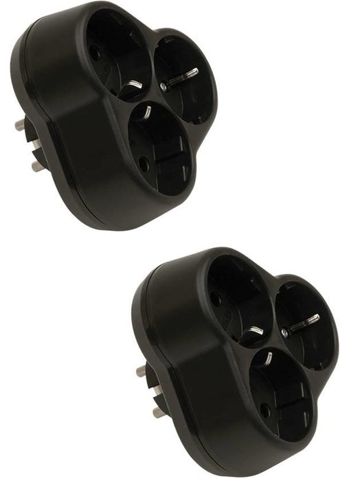2 Pieces Black Triple Grounded Clover Plug-Socket