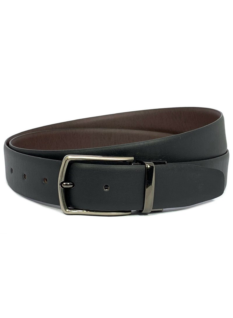 FOCUS Focus Faux Leather Reversible Belt for Men Stylish Formal Belt with Adjustable Buckle – Black & Brown Men's Belt for Formal Wear, Trouser Belt, Gifts for Men  - Image 1