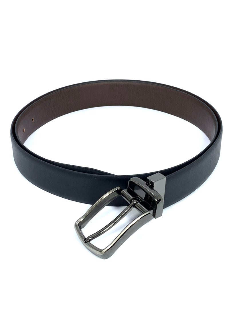 FOCUS Focus Faux Leather Reversible Belt for Men Stylish Formal Belt with Adjustable Buckle – Black & Brown Men's Belt for Formal Wear, Trouser Belt, Gifts for Men  - Image 4