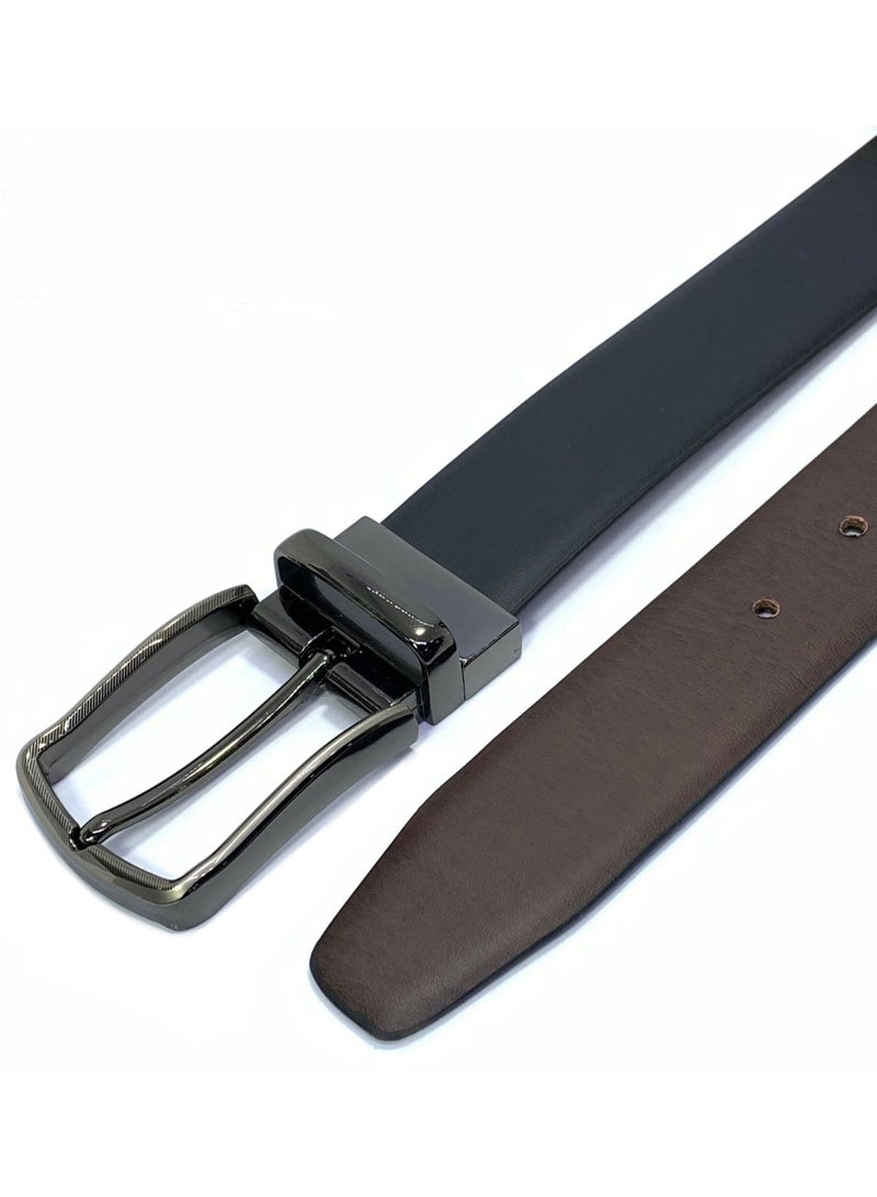 FOCUS Focus Faux Leather Reversible Belt for Men Stylish Formal Belt with Adjustable Buckle – Black & Brown Men's Belt for Formal Wear, Trouser Belt, Gifts for Men  - Image 2
