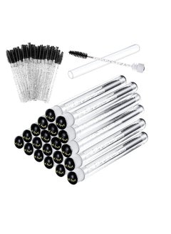 La Jolie Jasmin Mascara Wand Brushes Tubes Set-70 Pieces Disposable Eyelash Brushes Replacement with 20 Pieces Empty Container Tubes for Eyelash Extension Lash (Black Eyelash)  - Image 1