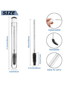 La Jolie Jasmin Mascara Wand Brushes Tubes Set-70 Pieces Disposable Eyelash Brushes Replacement with 20 Pieces Empty Container Tubes for Eyelash Extension Lash (Black Eyelash)  - Image 3
