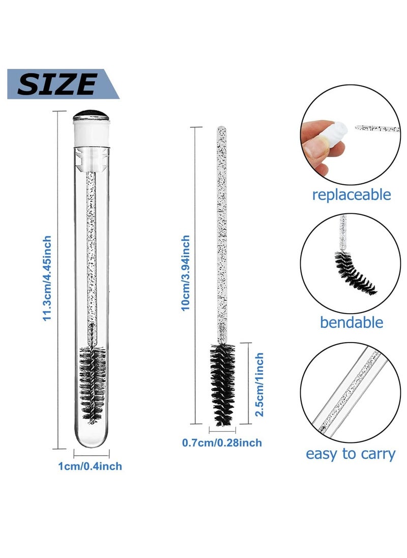 La Jolie Jasmin - Mascara Wand Brushes Tubes Set-70 Pieces Disposable Eyelash Brushes Replacement with 20 Pieces Empty Container Tubes for Eyelash Extension Lash (Black Eyelash) - Image 1