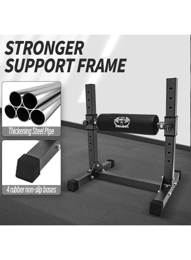 Houbos Bulgarian Split Squat Stand - Single Leg Squat Stand，9 Adjustable Roller Heights, Comfortable Padding for Squats, Leg Lunges, Bodyweight Training (Silver) - Image 3