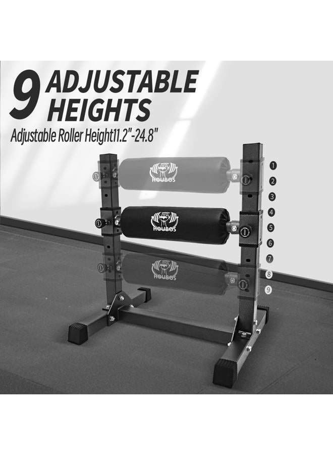 Houbos Bulgarian Split Squat Stand - Single Leg Squat Stand，9 Adjustable Roller Heights, Comfortable Padding for Squats, Leg Lunges, Bodyweight Training (Silver) - Image 4