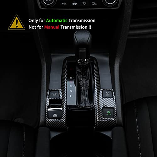 Thenice for 10th Gen Civic Gear Boots Trims CVT Automatic Transmission Shift Panel Stickers for Honda Civic Sedan Hatchback Coupe 2021 2020 2019 2018 2017 2016 -Carbon Fiber Grain - Image 3