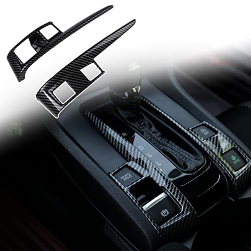 Thenice for 10th Gen Civic Gear Boots Trims CVT Automatic Transmission Shift Panel Stickers for Honda Civic Sedan Hatchback Coupe 2021 2020 2019 2018 2017 2016 -Carbon Fiber Grain - Image 1