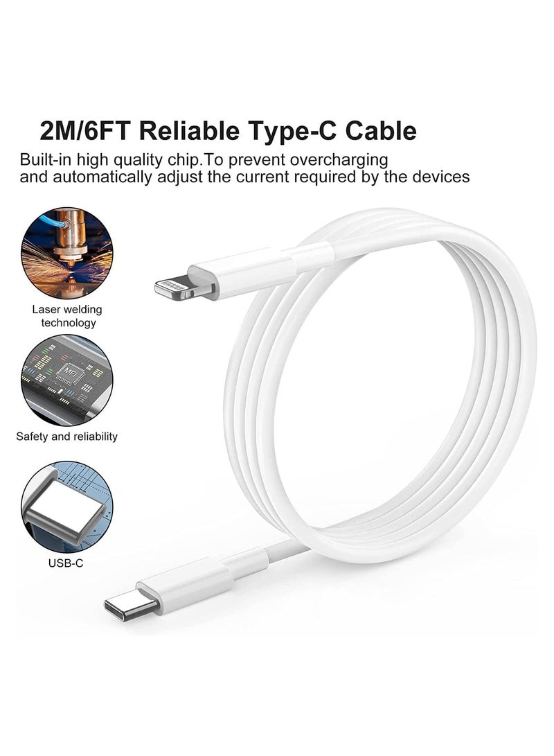 FARROBIZZ 20W USB C Wall Fast Charger with 2m USB C to Lightning Cable 【Apple MFi Certified】Compatible with iPhone 14/14 Pro/14 Pro Max/13/12/SE2020/11/XR/XS Max/X/iPad, ect… - Image 2