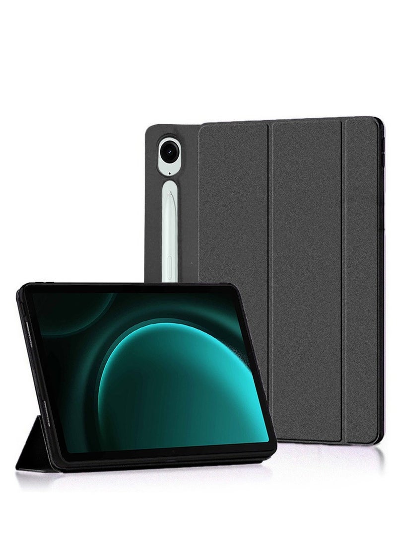 Techie جراب خلفي ذكي قابل للطي ثلاثي الطيات مع وظيفة الإيقاظ/السكون التلقائي لجهاز Samsung Galaxy Tab S9 FE 5G مقاس 10.9 بوصة/Galaxy Tab S9 مقاس 11 بوصة 2023 - أسود - Image 1