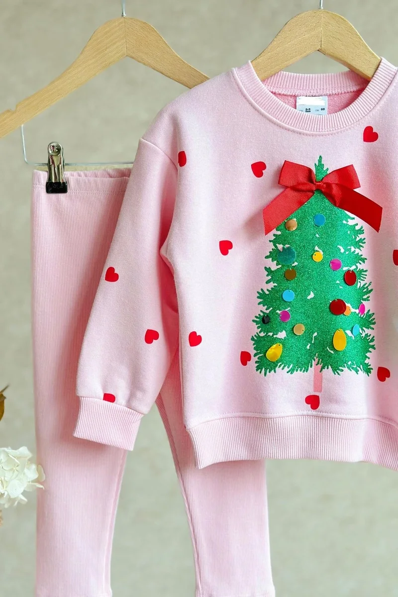 Miniğimin Cicileri My Little One's Cicileri 3D Ornament Sequin Detailed New Year's 2-Piece Set - Pink