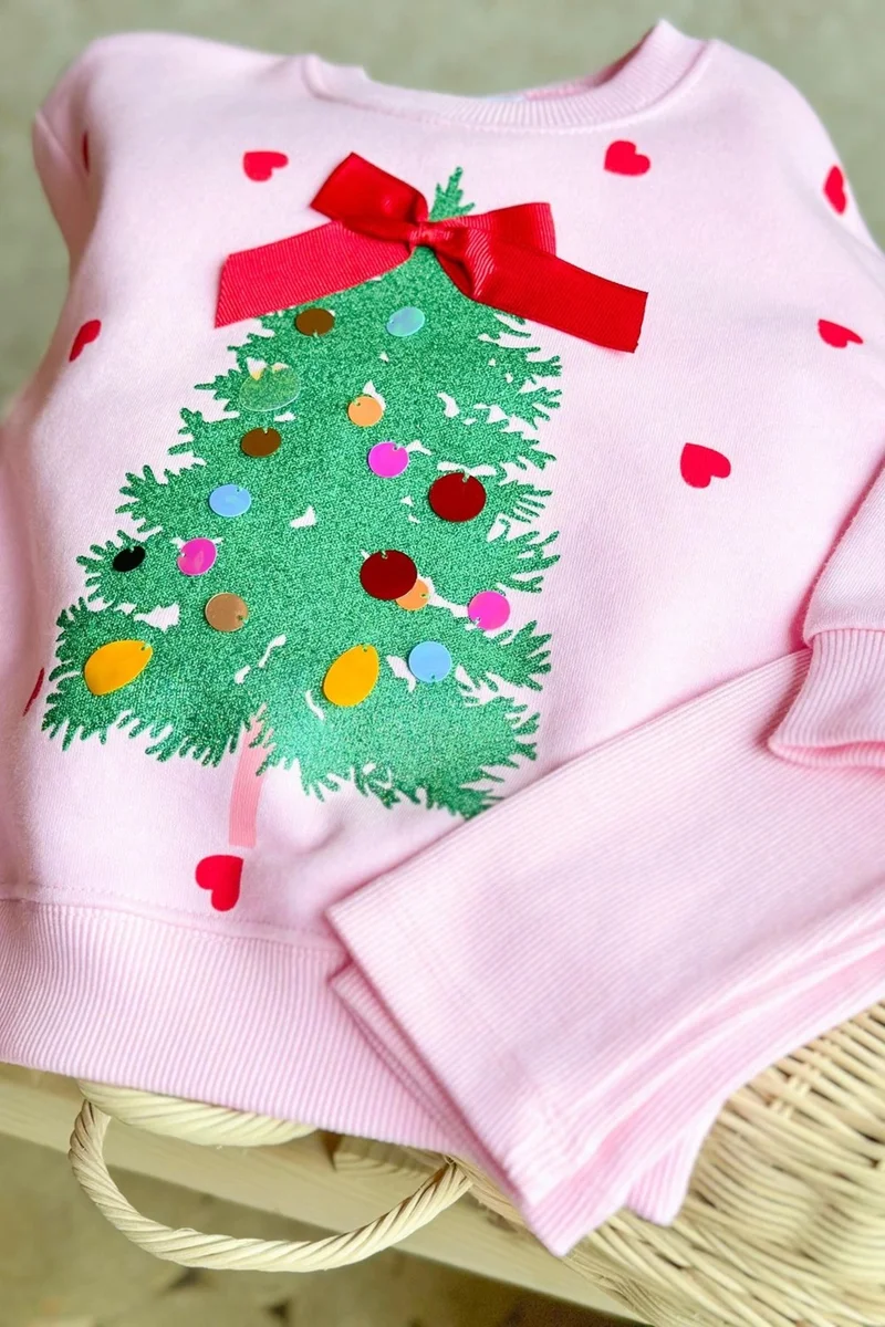 Miniğimin Cicileri My Little One's Cicileri 3D Ornament Sequin Detailed New Year's 2-Piece Set - Pink