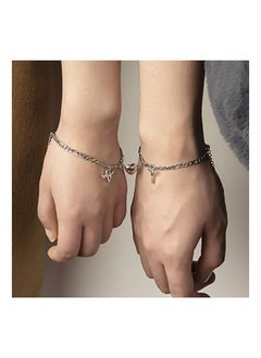 Generic LINGSAI Magnetic Matching Couple Bracelets, Peach Heart Couples Bracelets for Best Friend Girlfriend Boyfriend Gifts, Pinky Promise Bracelets for Couples Valentine'S Day Gifts  - Image 2