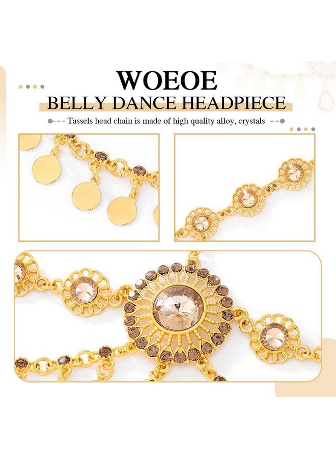 Woeoe Crystal Forehead Headband Gold Sequin Tassels Hair Band Coin Belly Dance Head Chain Prom Costume Egyptian Headpiece Hair Accessories For Women  - Image 5