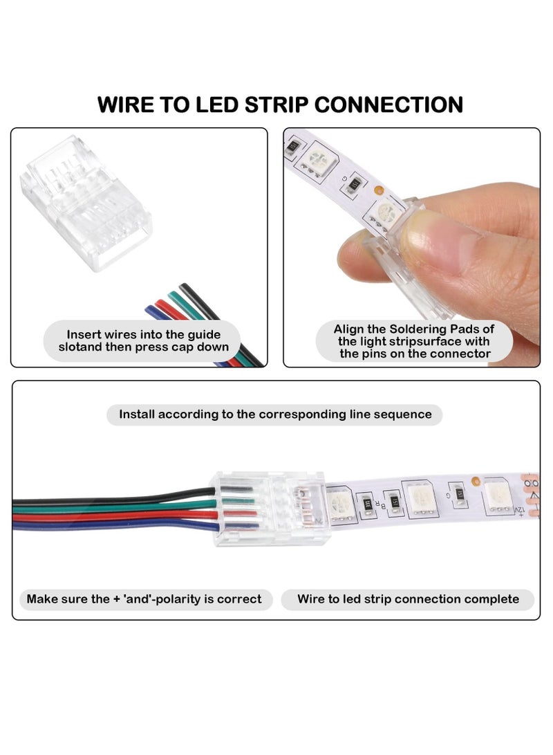 Y&D LED Strip Connector, Flexible Light Crystal Buckle Adapter, Waterproof Transparent Solderless Wireless Seamless Track Lighting Connector 5V 12V 24V (4pin, 10mm)  - Image 4