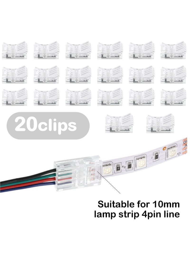 Y&D LED Strip Connector, Flexible Light Crystal Buckle Adapter, Waterproof Transparent Solderless Wireless Seamless Track Lighting Connector 5V 12V 24V (4pin, 10mm)  - Image 5