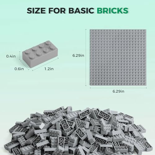 HUIZDQ 500 Piece Classic Building Bricks and 1 Gray Baseplate 2x4 Bricks Bulk Creative Building Toys Blocks Bulk for Kids Ages 6 Light GraySamll Bricks 125x062x047 in - Image 5