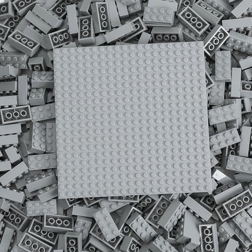 HUIZDQ 500 Piece Classic Building Bricks and 1 Gray Baseplate 2x4 Bricks Bulk Creative Building Toys Blocks Bulk for Kids Ages 6 Light GraySamll Bricks 125x062x047 in - Image 1