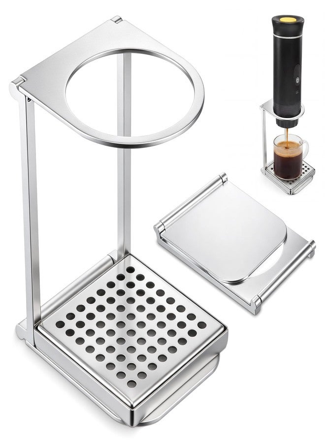 Enhon Pour Over Dripper Stand with Drip Tray, Portable & Foldable Espresso Machine Stand and Stainless Steel Drip Tray, Coffee Dripper Holder with Base, Suitable for Office, Home and Camping - Image 1