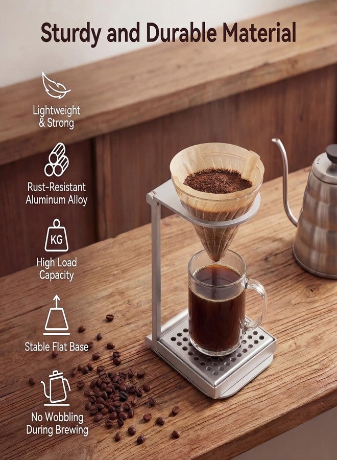 Enhon Pour Over Dripper Stand with Drip Tray, Portable & Foldable Espresso Machine Stand and Stainless Steel Drip Tray, Coffee Dripper Holder with Base, Suitable for Office, Home and Camping - Image 5