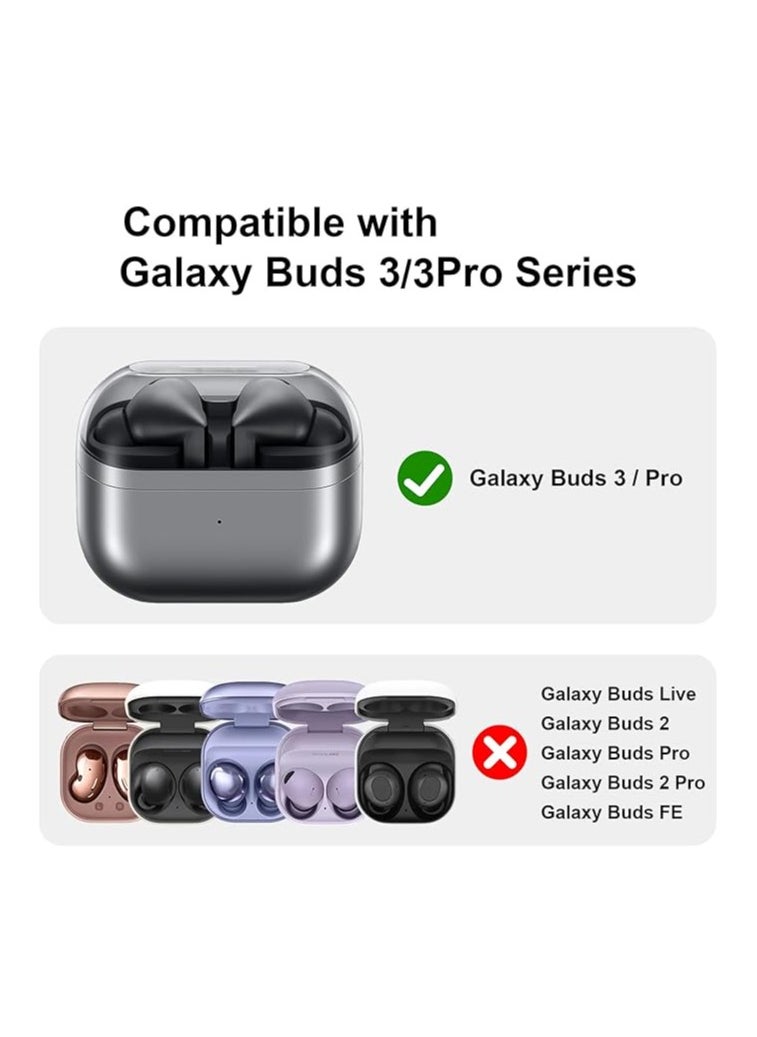 Silicone Case Compatible with Samsung Galaxy Buds 3 Pro, Full Protection, Shockproof Protective Case with Carabiner for Galaxy Buds 3 & Galaxy Buds 3 Pro (Blue)