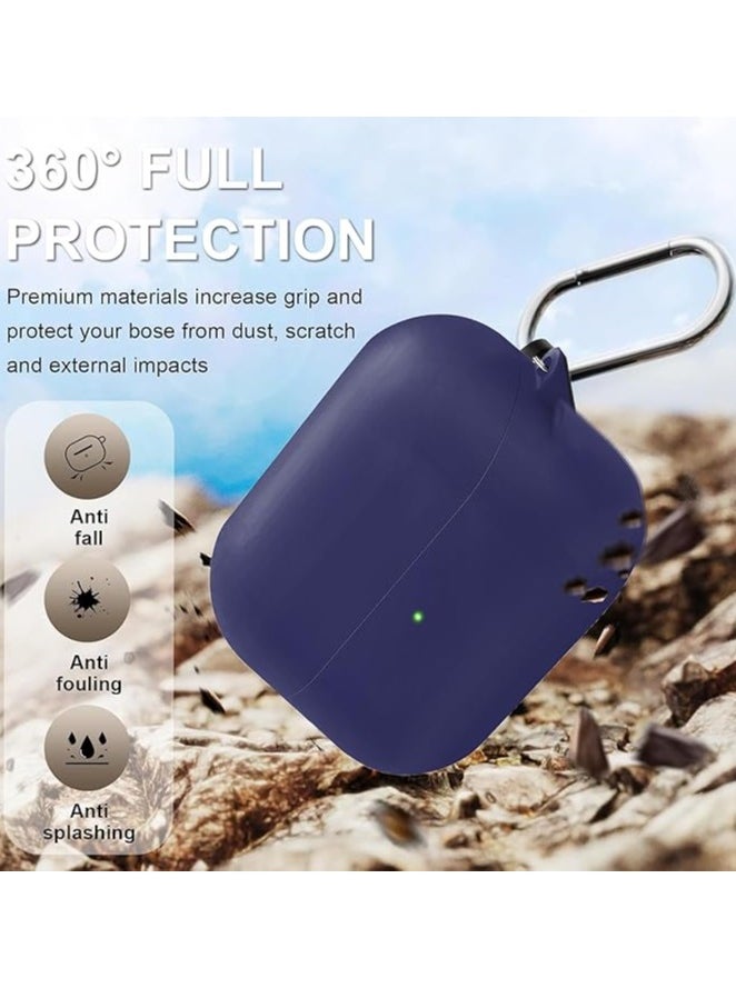 Silicone Case Compatible with Samsung Galaxy Buds 3 Pro, Full Protection, Shockproof Protective Case with Carabiner for Galaxy Buds 3 & Galaxy Buds 3 Pro (Blue)