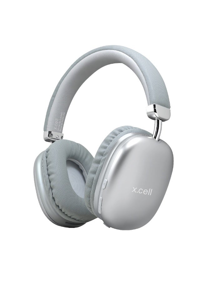 Xcell HS314 Passive Noise Cancelling Wireless Headphones with FM Radio | 15 Hours Play| 40mm Drivers | BT 6.0 | Auto-Tuning FM | Type-C Charging | Hands-Free Calling | 200 Hours Standby (Silver) - Image 1