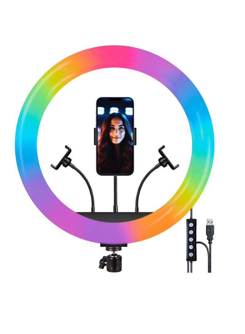 "16-inch LED RGB Ring Light without Tripod | 28+ Color Modes for YouTube, Photography, Video Recording, Live Streaming, Makeup & More | Compatible with iPhone/Android and Cameras"  - Image 1