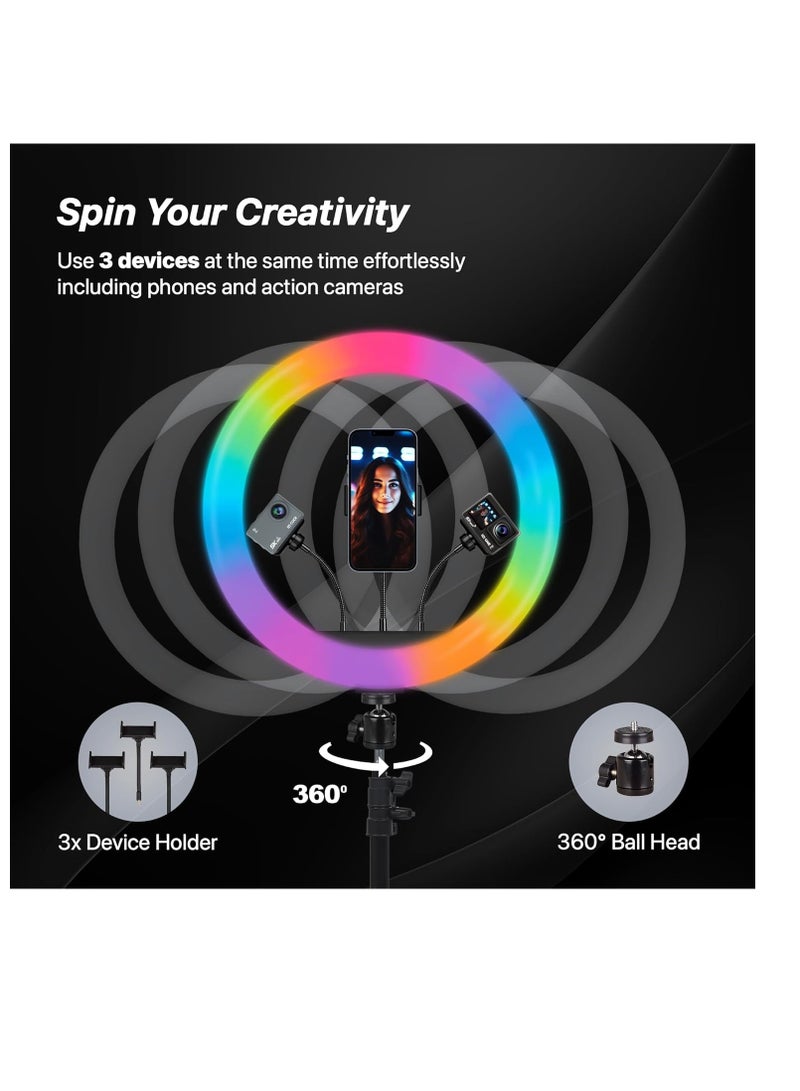 "16-inch LED RGB Ring Light without Tripod | 28+ Color Modes for YouTube, Photography, Video Recording, Live Streaming, Makeup & More | Compatible with iPhone/Android and Cameras"  - Image 4
