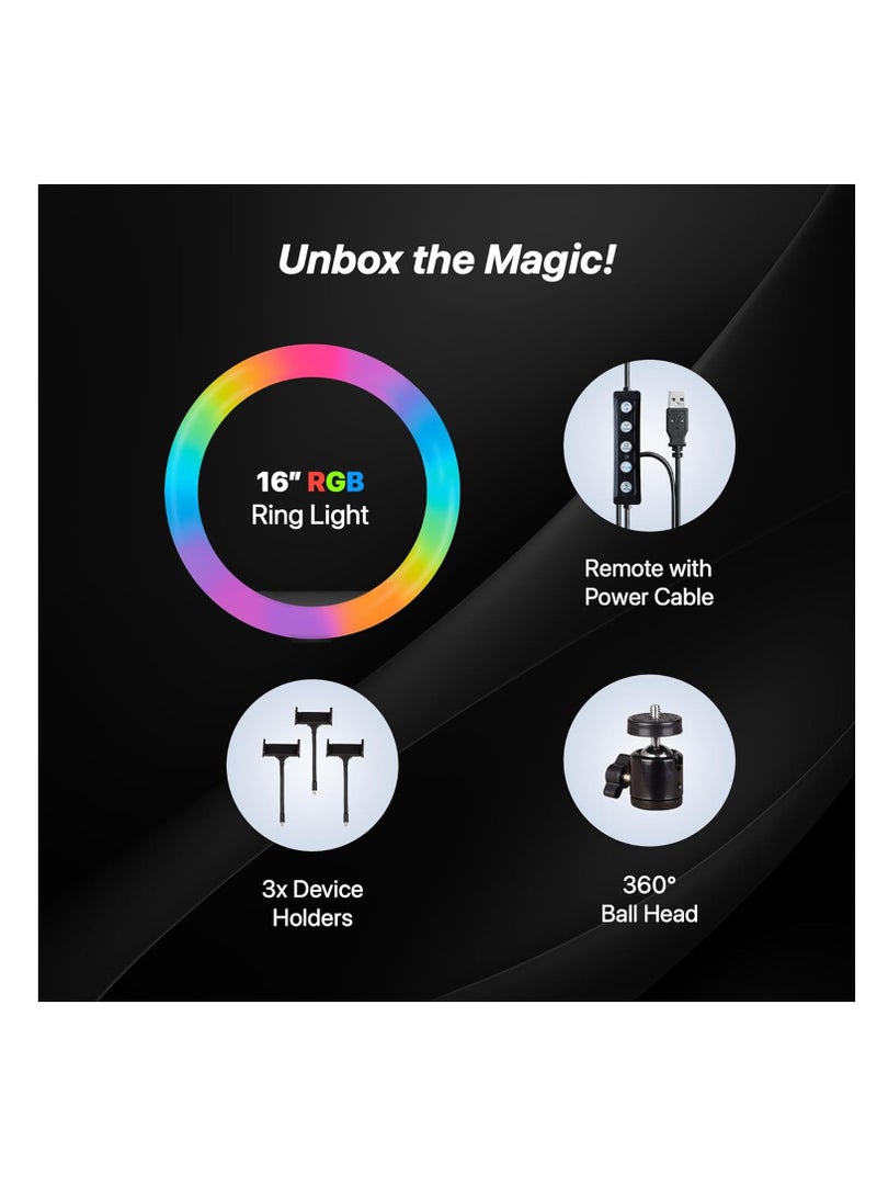 "16-inch LED RGB Ring Light without Tripod | 28+ Color Modes for YouTube, Photography, Video Recording, Live Streaming, Makeup & More | Compatible with iPhone/Android and Cameras"  - Image 5