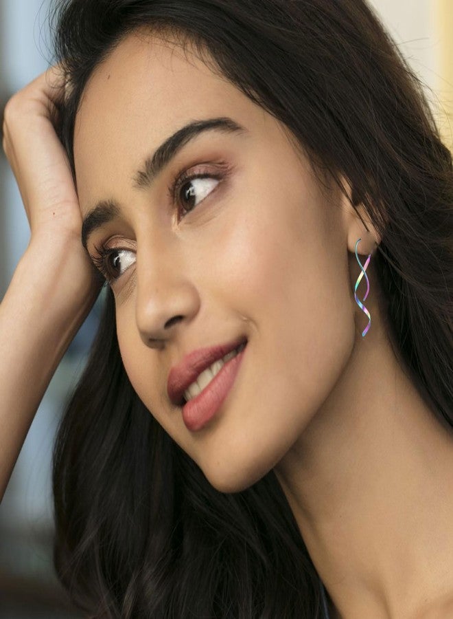 FLYUN Earrings For Women Spiral Threader Earrings Dangling Earrings Dangle Earrings For Women，Suitable For Gift Giving, Perfect For Your Birthday Party, Christmas, Gift Giving. (Spiral,RAINBOW) - Image 3