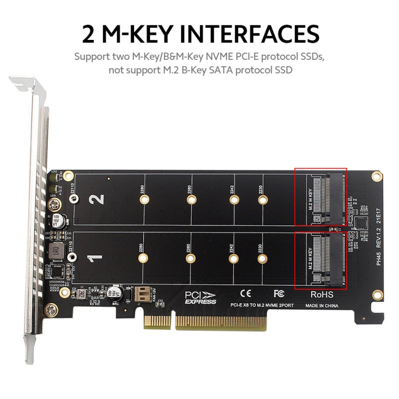 محول NVME: دعم مزدوج لـ M-Key/B&M-Key، توافق مع 2230/2242/2260/2280/22110 - تصميم بأصابع ذهبية مقاومة للخدش لبطاقة PCIE لترقية تخزين سطح المكتب - Image 3