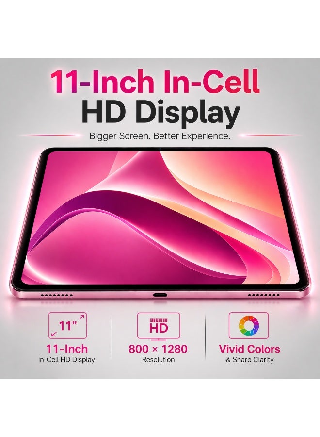 MODIO TAB M93 Tablet 11 Inch, 12GB RAM, 512GB Storage, Android 15, 10000mAh Battery, In-Cell HD Display, Dual SIM WiFi with Keyboard & Mouse (Pink) - Image 3