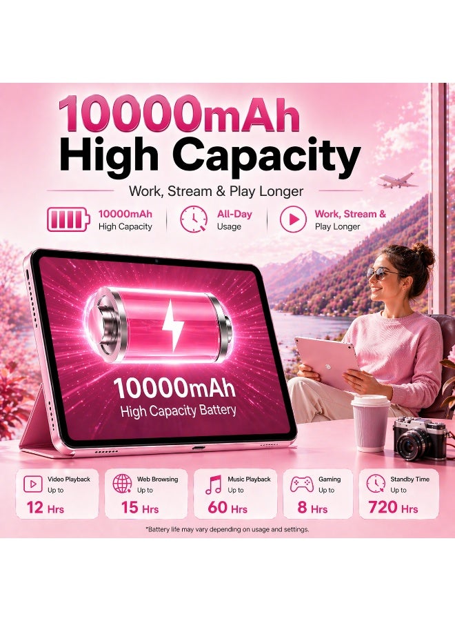 MODIO TAB M93 Tablet 11 Inch, 12GB RAM, 512GB Storage, Android 15, 10000mAh Battery, In-Cell HD Display, Dual SIM WiFi with Keyboard & Mouse (Pink) - Image 5