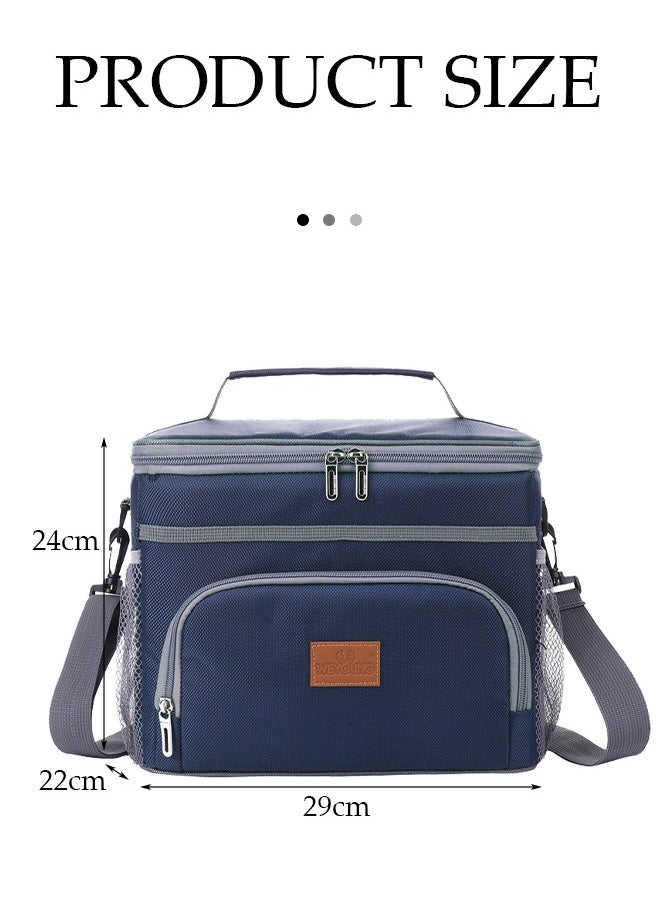 Generic Insulated Lunch Bag - Large Capacity Polyester Handbag - Leakproof Cooler Bag - Reusable Lunch Box with 4 Pockets for Student, Men, Women, Outdoor, Office, Picnic, Travel  - Image 2