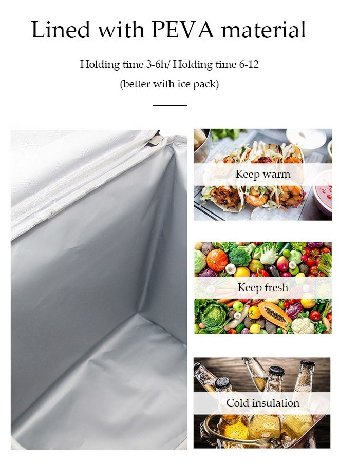 Generic Insulated Lunch Bag - Large Capacity Polyester Handbag - Leakproof Cooler Bag - Reusable Lunch Box with 4 Pockets for Student, Men, Women, Outdoor, Office, Picnic, Travel  - Image 5