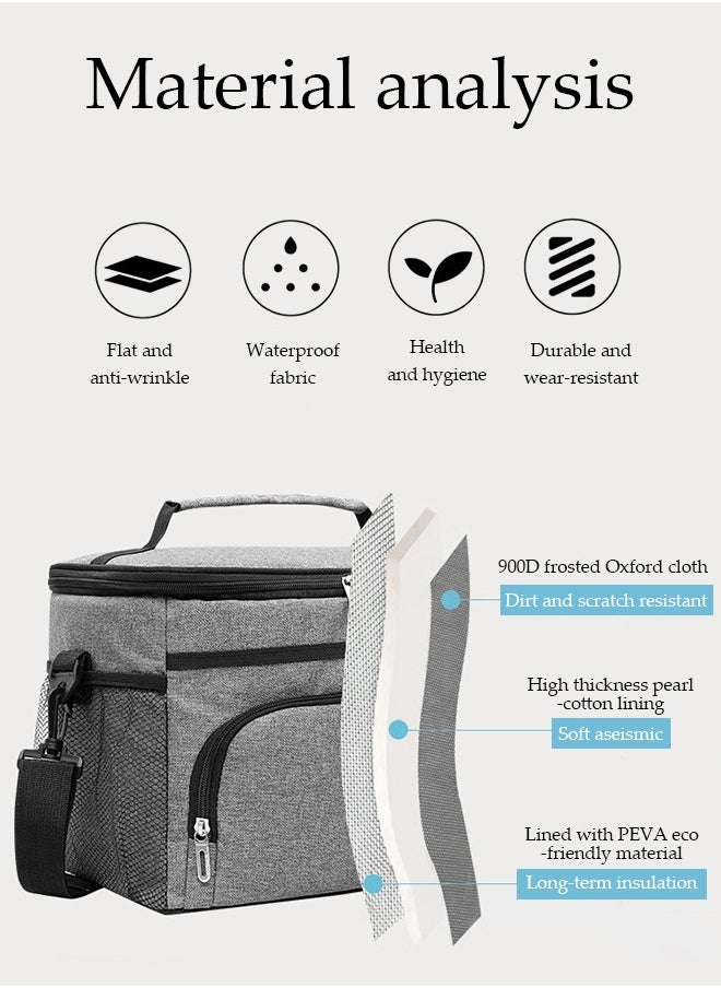 Generic Insulated Lunch Bag - Large Capacity Polyester Handbag - Leakproof Cooler Bag - Reusable Lunch Box with 4 Pockets for Student, Men, Women, Outdoor, Office, Picnic, Travel  - Image 4