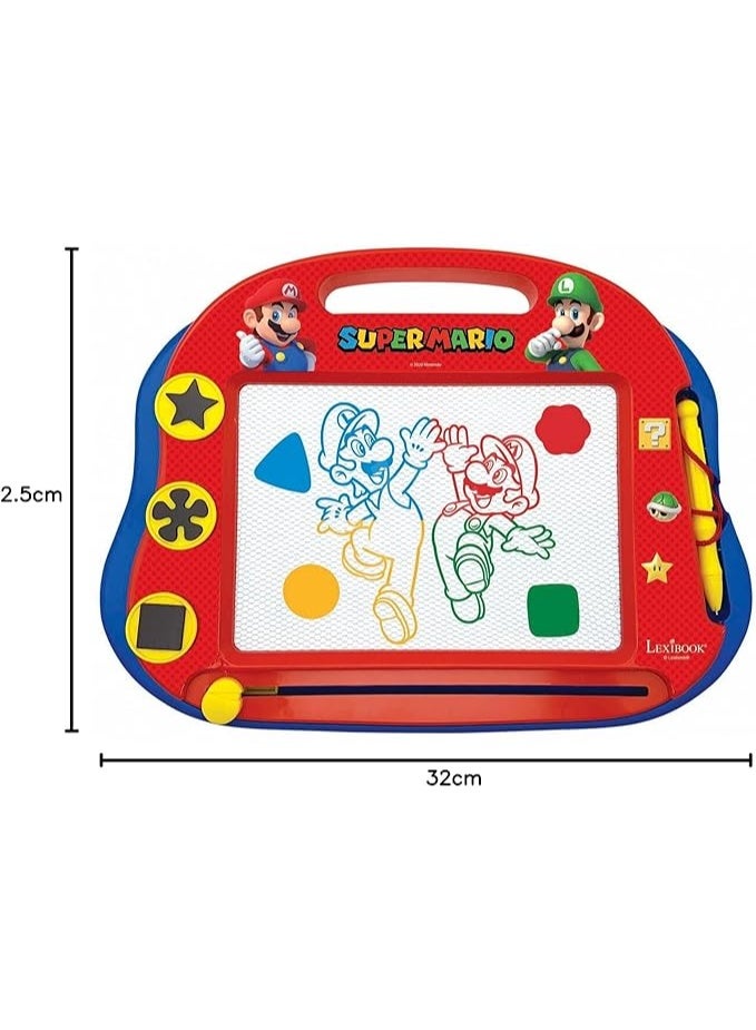 Lexibook Multicolor Magic Magnetic Nintendo Super Mario Drawing Board, Artistic Creative Toy for Girls and Boys, Stylus Pen and Stamps, Red/Blue, CRNI550 - Image 3