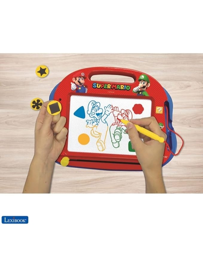 Lexibook Multicolor Magic Magnetic Nintendo Super Mario Drawing Board, Artistic Creative Toy for Girls and Boys, Stylus Pen and Stamps, Red/Blue, CRNI550 - Image 2