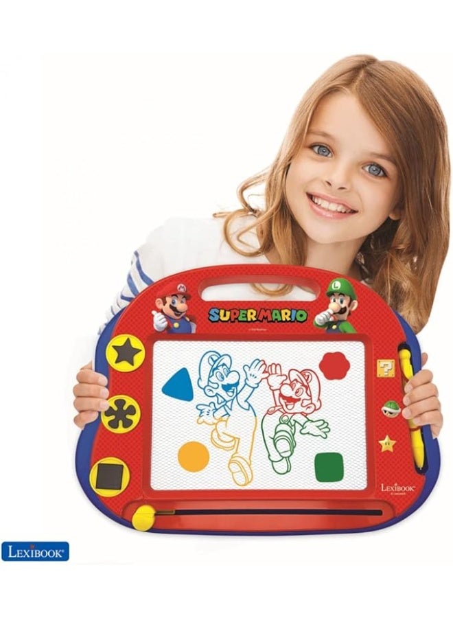 Lexibook Multicolor Magic Magnetic Nintendo Super Mario Drawing Board, Artistic Creative Toy for Girls and Boys, Stylus Pen and Stamps, Red/Blue, CRNI550 - Image 4