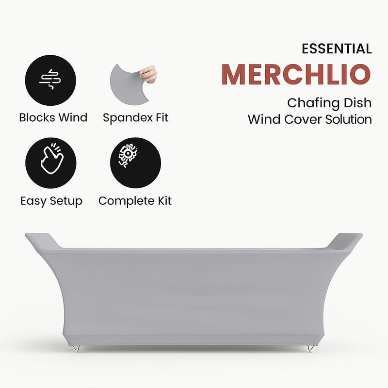 Merchlio Store رمادي فاتح - 2 عبوة واقي ريح لطبق الشواء | غطاء طبق الشواء المغطى بالمقبض | مناسب، قابل للغسل وإعادة الاستخدام | ديكور أنيق لتقديم الطعام في البوفيه، الحفلات، الاستخدام الخارجي والداخلي - Image 2