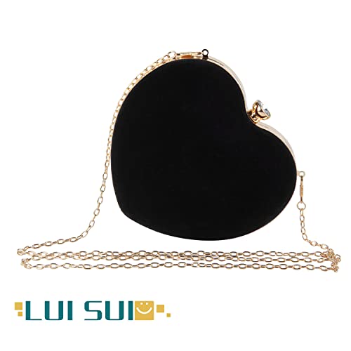 LUI SUI Women Heart Purse Wedding Party Evening Bag Cute Heart Shaped Clutch Small Cocktail Prom Tote Handbag - Image 2