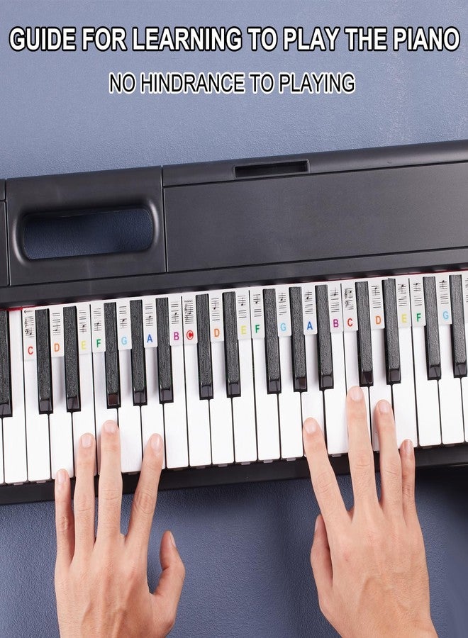 TIPTAP ملصقات مفاتيح بيانو قابلة للإزالة من TIPTAP لبيانو 88 مفتاحًا بالحجم الكامل، وملصقات نوتات موسيقية قابلة للقص لبيانو 63 مفتاحًا، وملصقات لوحة مفاتيح سيليكون قابلة لإعادة الاستخدام للمبتدئين، تأتي مع علبة تخزين. - Image 5