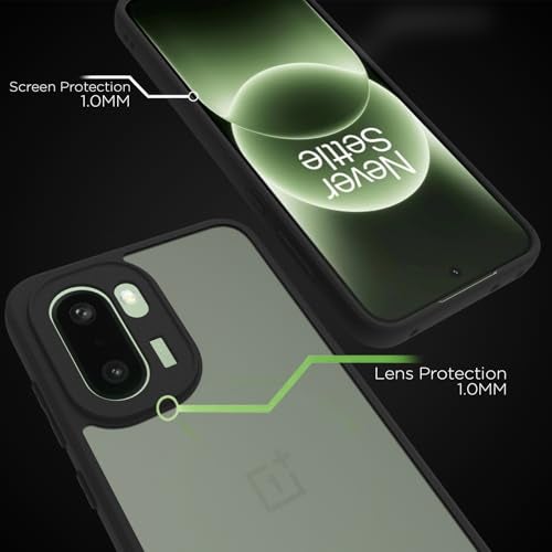 RIGGEAR Shockproof Sleek Hybrid Armor Back Cover Case for OnePlus 15R 5G (Smoke Black Matte PC + Black TPU Bumper) - Image 5