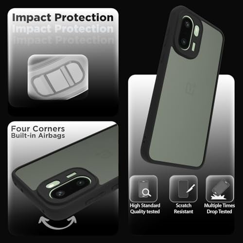 RIGGEAR Shockproof Sleek Hybrid Armor Back Cover Case for OnePlus 15R 5G (Smoke Black Matte PC + Black TPU Bumper) - Image 3