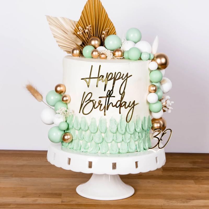 QPARTYFIRE 1PCS Happy Birthday Cake Topper,Gold Mirror Acrylic Boy or Girl Cake Sign Decorations,Birthday Cake Charm Supplies for Birthday Party Cake Dessert - Image 5