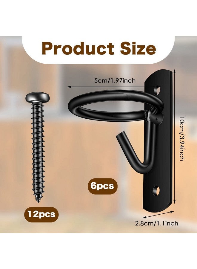 Dunzy 6 Pcs Bucket Hooks for Horses Metal Equestrian Water Bucket Hook Hangers Horse Stalls Feed Barn Farmhouse Supplies(Black) - Image 2