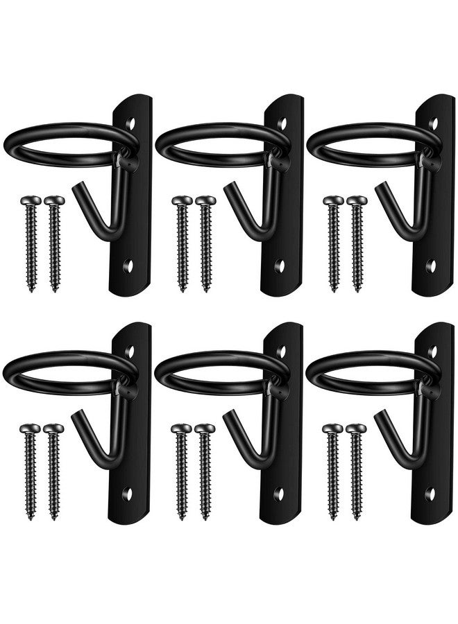 Dunzy 6 Pcs Bucket Hooks for Horses Metal Equestrian Water Bucket Hook Hangers Horse Stalls Feed Barn Farmhouse Supplies(Black) - Image 1