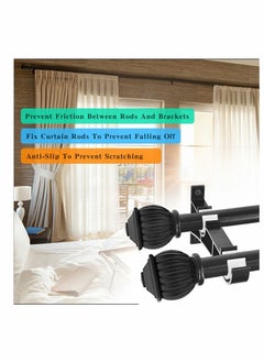 Excefore Curtain Double Rod Holder, Heavy Duty Curtain Rod Holder for 1" Curtain Rod, Curtain Rod Hook for Wall Black Double Curtain Holder Hook, 3 Piece Curtain Rod Holder  - Image 3