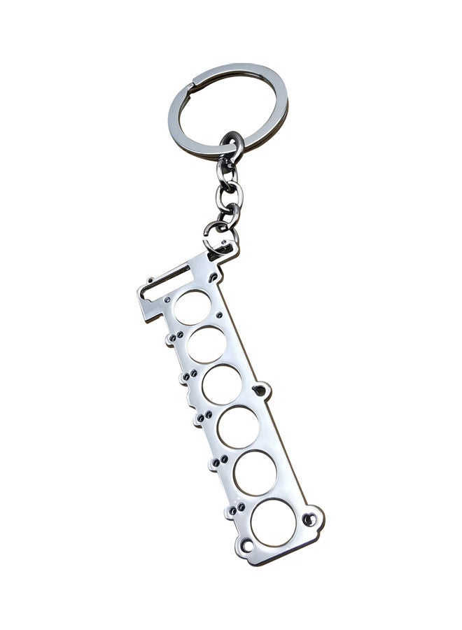 NIBEMINENT 6 Cylinder Head Engine Key Chain Silver - Image 2
